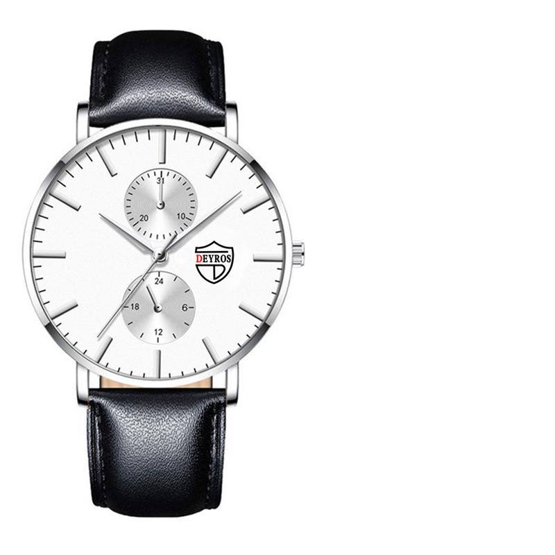 Мужские модные классические черные наручные часы, роскошные деловые часы Montre Homme, повседневные кожаные кварцевые часы для мужчин