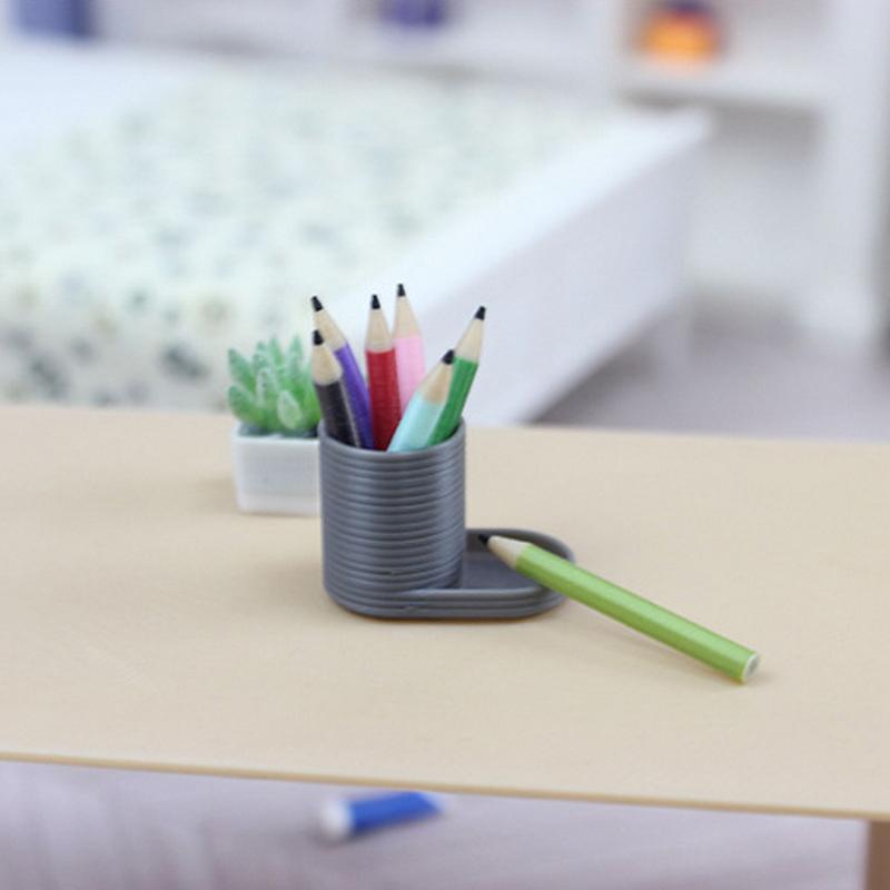 1 комплект 1:12 Кукольный домик Миниатюрный кукольный домик Подставка для ручек+Набор из 6 цветных карандашей Кукольный домашний декор Ролевая игра Кукольный домик Канцелярские игрушки