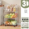 Fruit Vegetable Storage Basket,4 Tier Stackable Metal Wire Storage Baskets with Wheels,Fruit Vegetable Produce Basket Organizer Bins