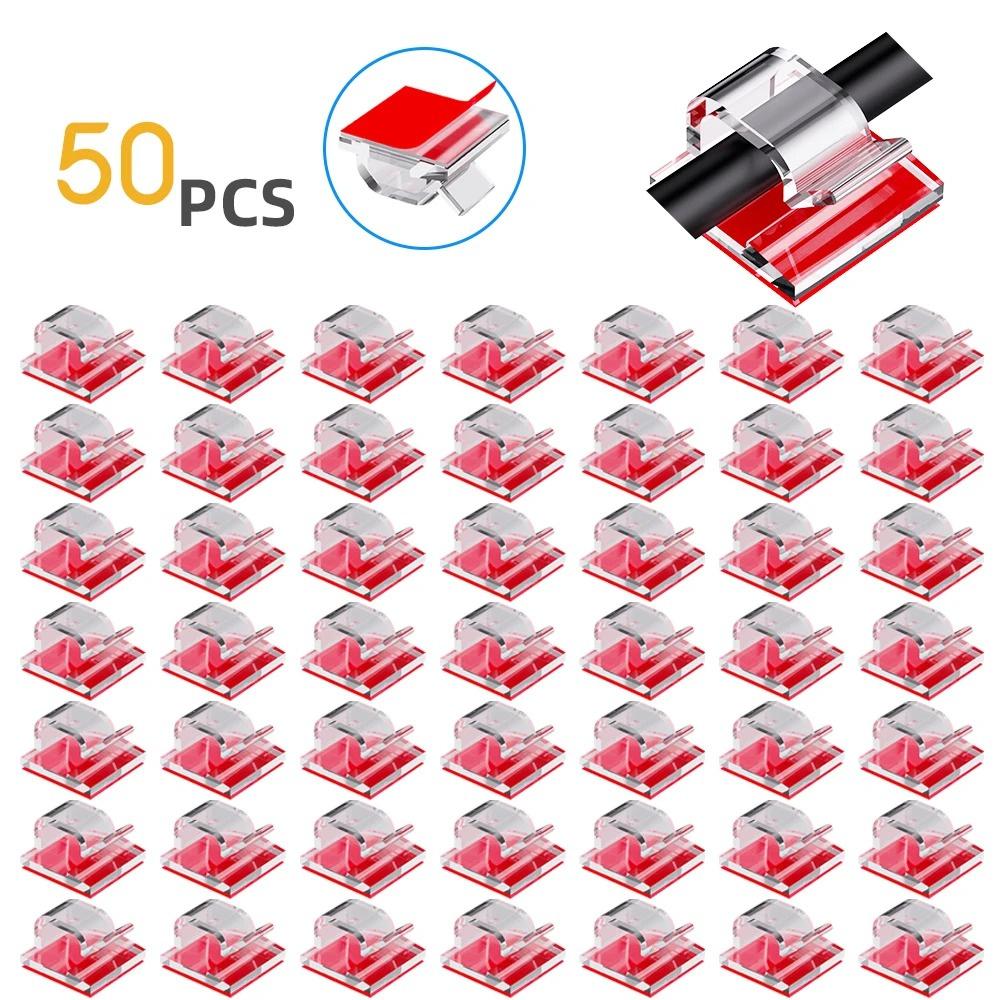 50 шт. Прозрачные самоклеящиеся кабельные зажимы для улицы и помещения, органайзер для проводов, держатель для шнуров с сильной адгезией для под стола, автомобиля