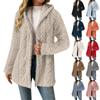 Women's Fashionable Solid Color Long Sleeved Loose Hooded Zipper Down Plush Jacket