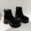 Женские зимние ботинки на высоком каблуке, замшевые туфли на платформе, массивные туфли, модная повседневная обувь 2025 года, готические туфли для вечеринок и прогулок, ботинки для женщин