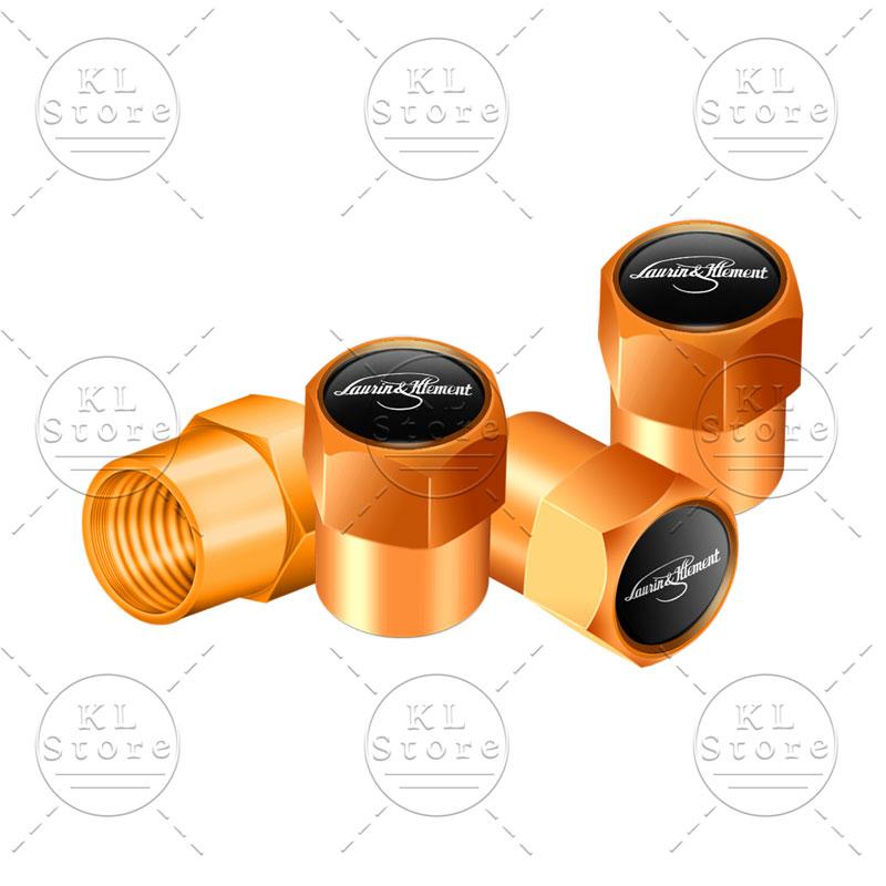 4pcs Laurin & Klement Logo Car Wheel Tire Valve Air Stem Caps Dust-proof Cover Decor For Skoda Kamiq Fabia Yaris Kodiaq Octavia
