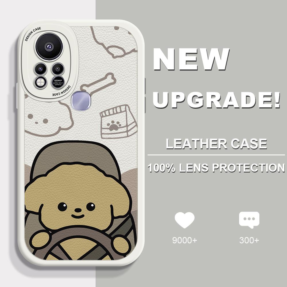 Slim Skin Feeling Cute Brown Dog Soft Silicone PU Leather Cover Phone Case for iPhone Samsung Huawei Honor Xiaomi Redmi OPPO Realme Vivo