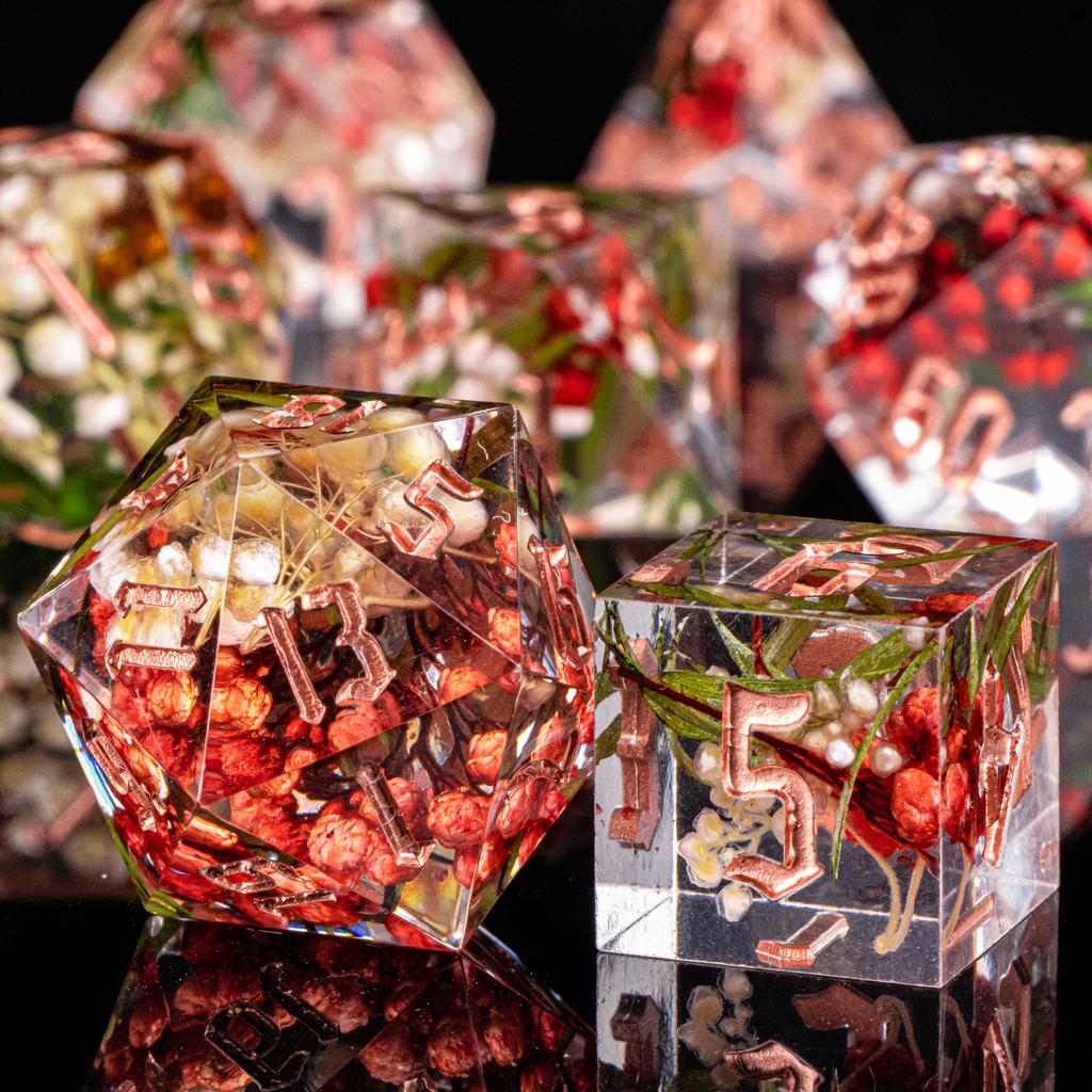 Набор кубиков из смолы с острыми краями ручной работы для TRPG, набор многогранных кубиков для подземелий и драконов, кубики из смолы D+D для настольных игр