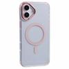 For iPhone 16 Clear Case Compatible with MagSafe Four Corners Anti-Drop PC+TPU Phone Cover - Purple