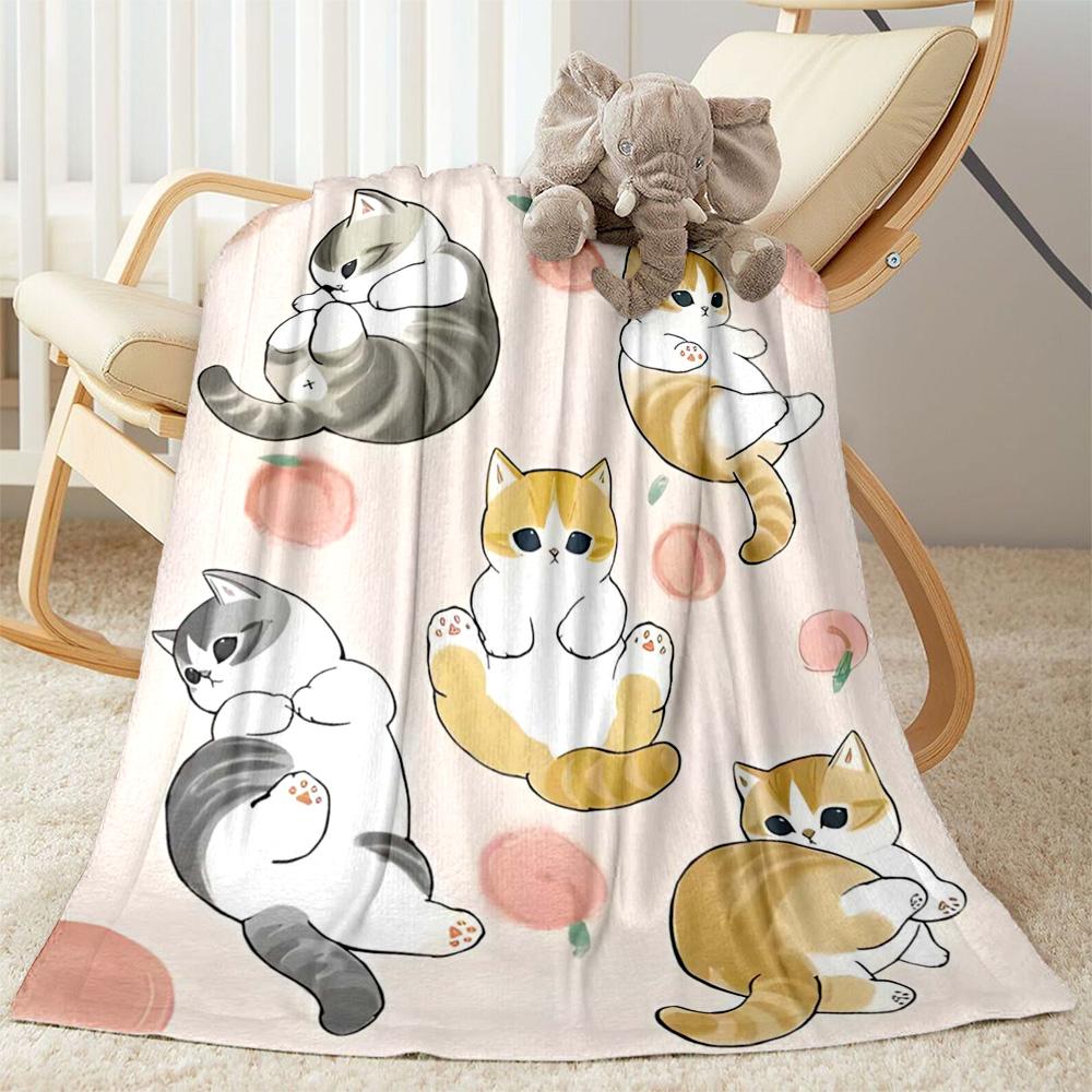 Cats In A Garden Flannel Blanket,Lightweight,Office Blanket,Sofa Blanket,Comfortable Blanket