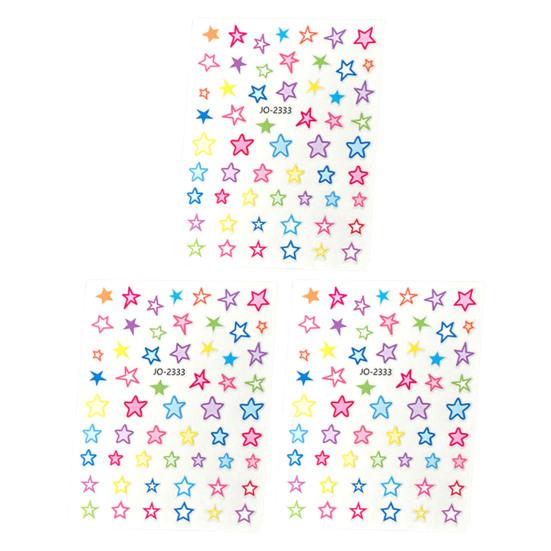 3 шт. маникюрные наклейки не выцветающие декоративные ПВХ изысканные красочные пятиконечные звезды дизайн ногтей накладки для девочек