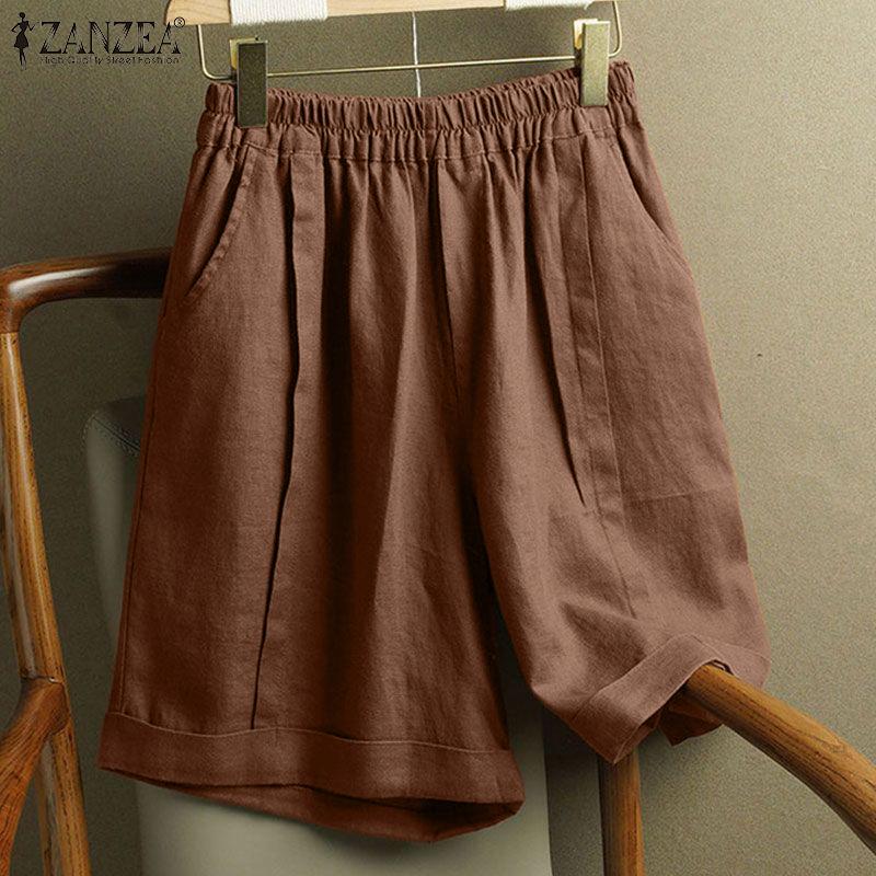 ZANZEA Женские повседневные свободные летние шорты с эластичной резинкой на талии