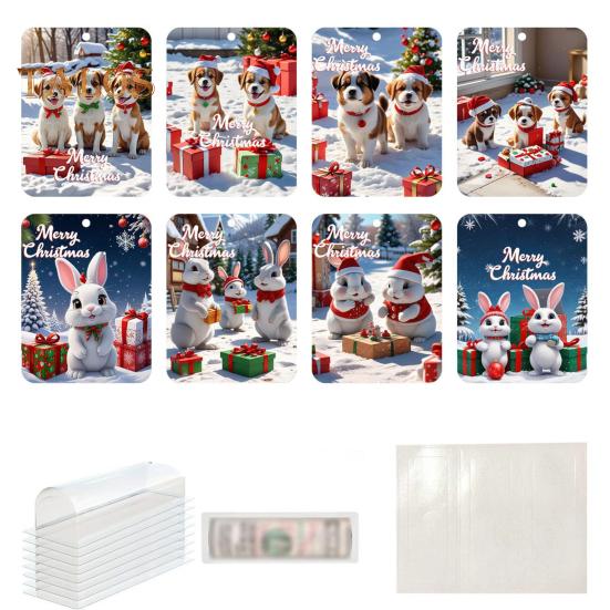 8 шт. рождественские украшения для держателей денег с двухсторонним скотчем, мультяшный узор, дизайн, рождественский декор, подвески