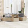 VidaXL 6-piece Garden Dining Set with Beige Cushions Poly Rattan 3349965