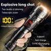 LED Strong Light Digital Display Flashlight Rechargeable Waterproof Adjustable Focus Flashlight For Camping Outdoor And Emerge