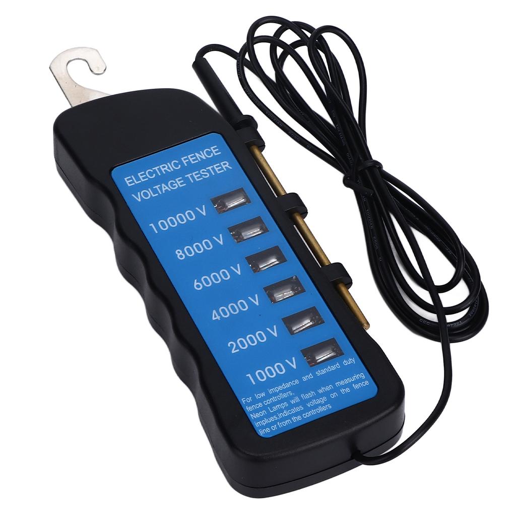 Electric Fence Tester Voltage Meter 10000V Waterproof Portable Tool with 6pcs Light for Farm