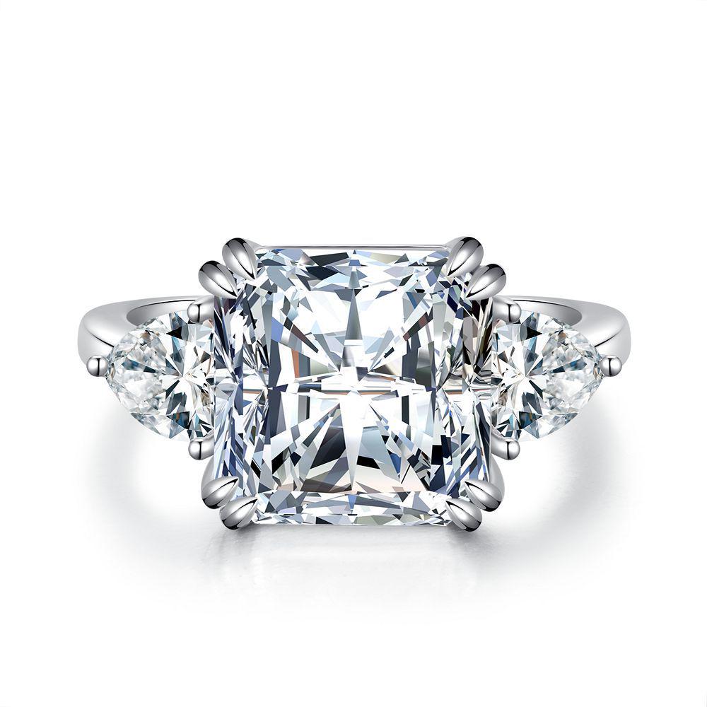 Элегантное кольцо из стерлингового серебра S925 с цирконом для женщин - европейский и американский стиль, дизайн с бриллиантами с высоким содержанием углерода