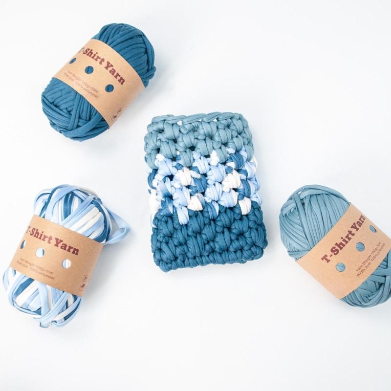 6 шт. Трикотажная пряжа Эластичная ткань Пряжа для вязания крючком для DIY вязания, Пряжа-спагетти Толстая пряжа для ручного вязания сумки