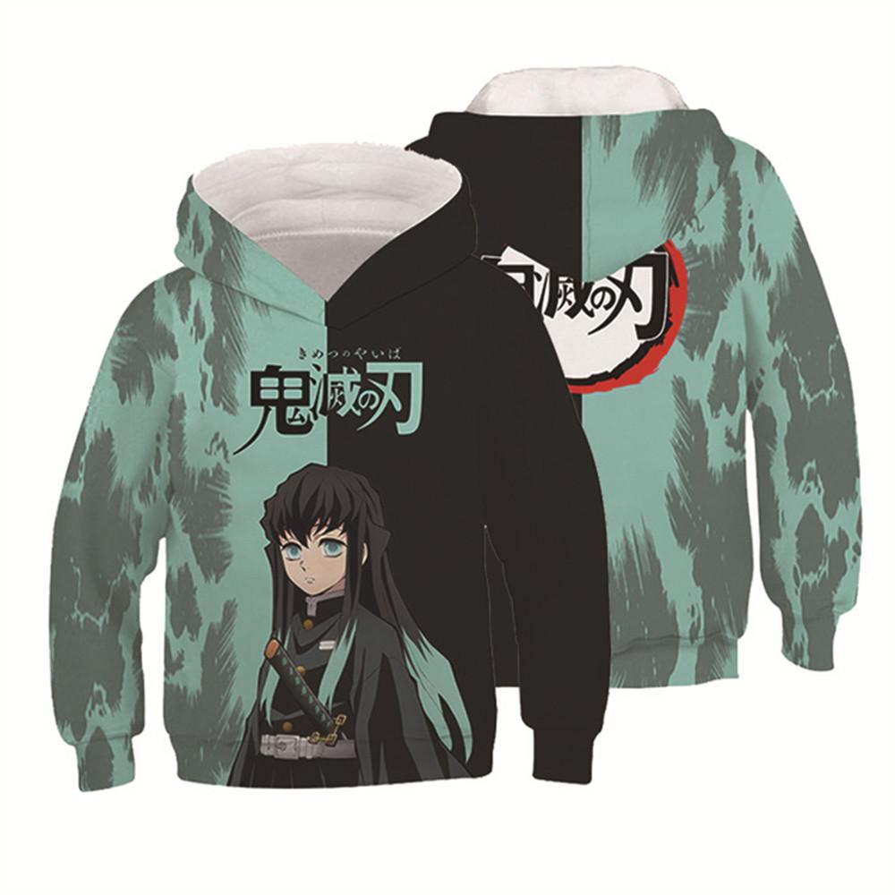Kawalii Cartoon Hoodie Children Clothes Girl Fashion Print 2024 Kids Hoodies Full Sleeve Sweatshirts Demon Slayer Outdoor Tops