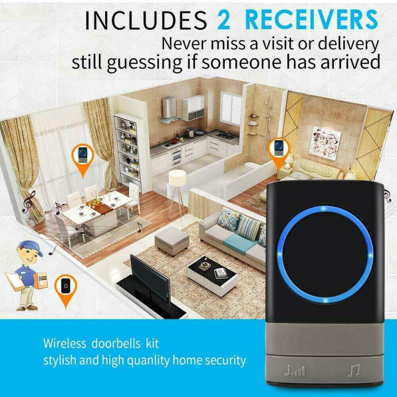 Беспроводной дверной звонок, водонепроницаемая настенная вилка, громкий звуковой сигнал, светодиодная вспышка