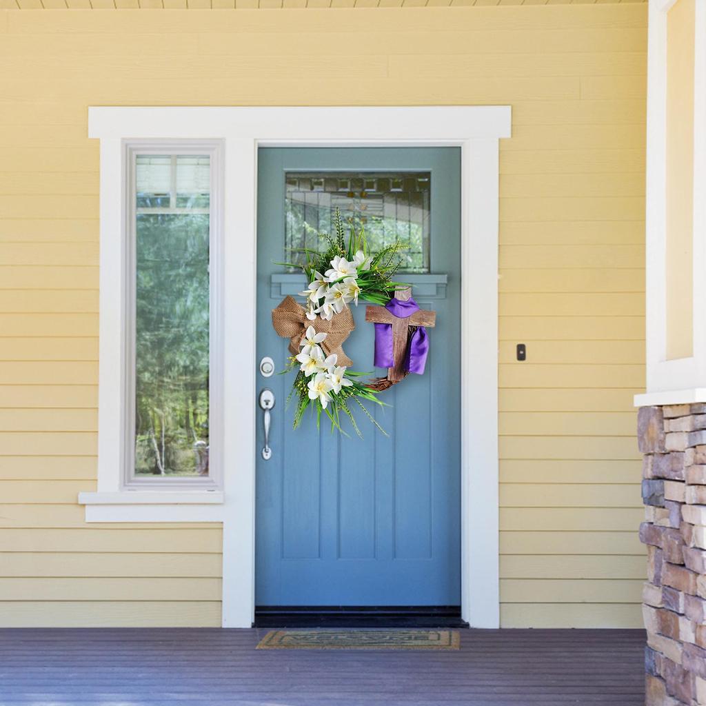 Easter Wreath With Cross Rustic Grapevine Easter Wreath With Bow Easter Decorations Easter Decor