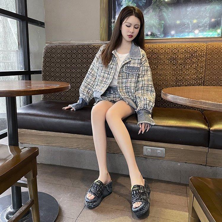 Модные тапочки женские на высокой платформе женские летние джинсовые сандалии на толстой подошве летние мягкие скользящие туфли новинка противоскользящие скользящие туфли для улицы
