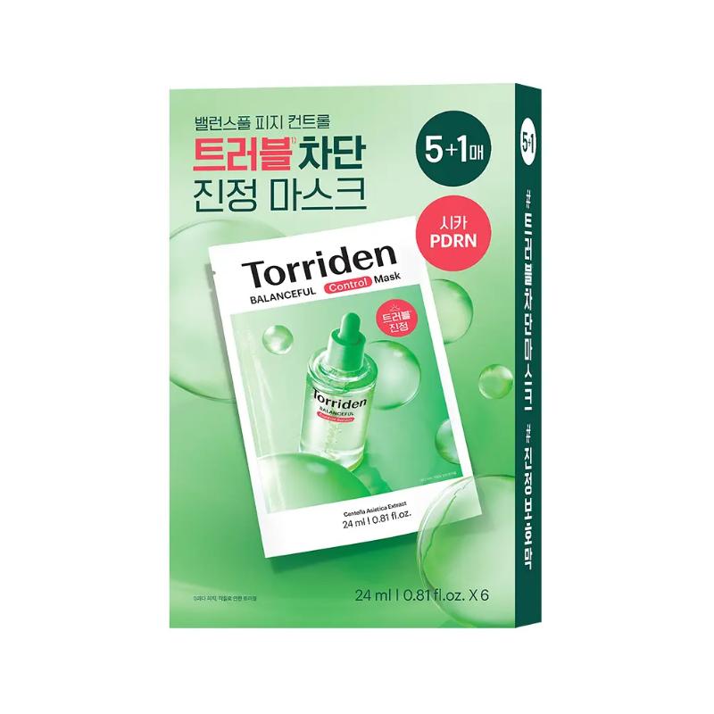 TORRIDEN Маска Balanceful Cica Control Специальный набор 6 шт. + Фотокарточки CORTIS 4 шт. | Успокаивающая тканевая маска для контроля себума 24 мл каждая