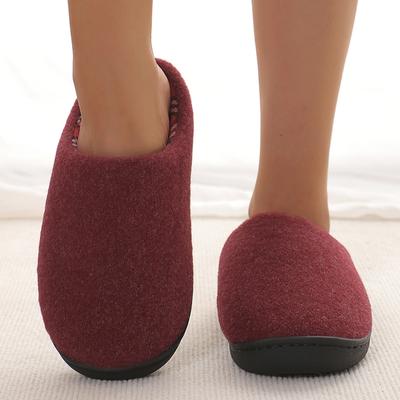 Удобные однотонные плюшевые тапочки для женщин с нескользящей подошвой, домашняя хлопковая обувь для женщин, мягкие теплые зимние тапочки для женщин