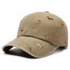 Soft Embroidery Puppy Cap Washed Distressed Baseball Cap Fashion Duckbill Cap  Women