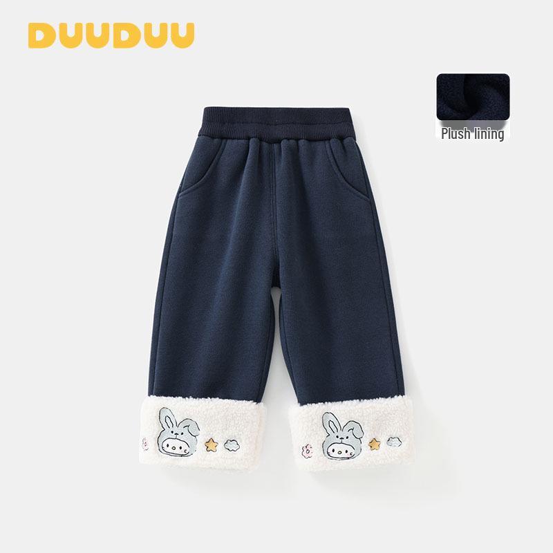 DUUDUU Флисовые широкие штаны-джоггеры для малышей, Утепленные штаны для девочек на осень и зиму 2025