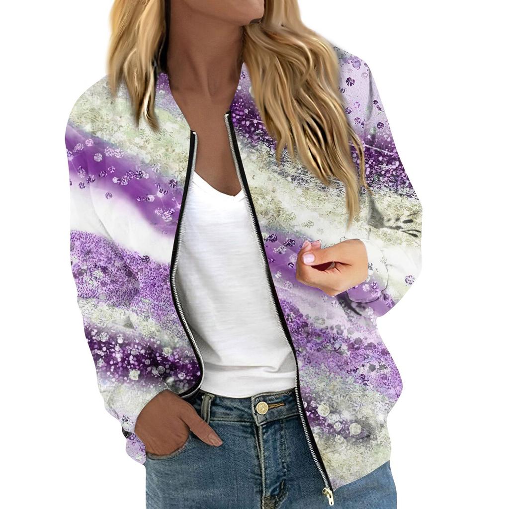Женская куртка с длинным рукавом, легкая, на молнии, укороченная, с цветочным принтом, верхняя одежда, повседневная, стеганая куртка с карманами