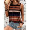 Vintage Striped Print Women's Tank Top Summer Casual Women's Elegant Crew Neck Tank Top Street Fashion Women's Sleeveless Top