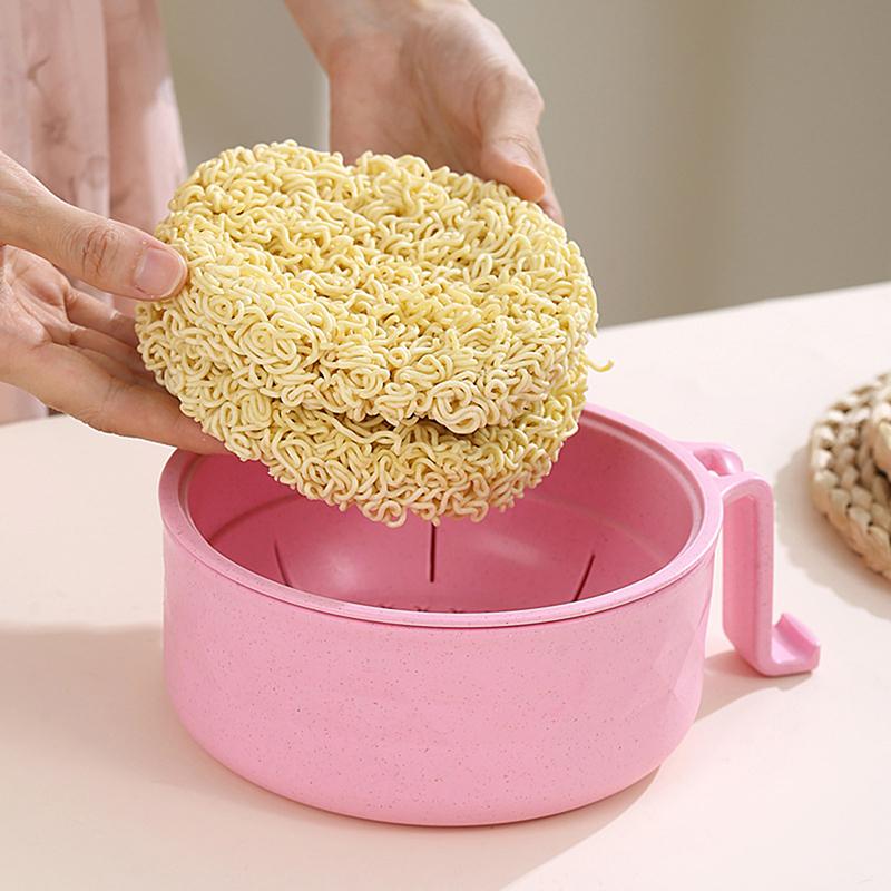 Миска для лапши быстрого приготовления с посудой Большая вместимость Экологически чистая пшеничная солома Дренажная миска для воды Ручка против ожогов