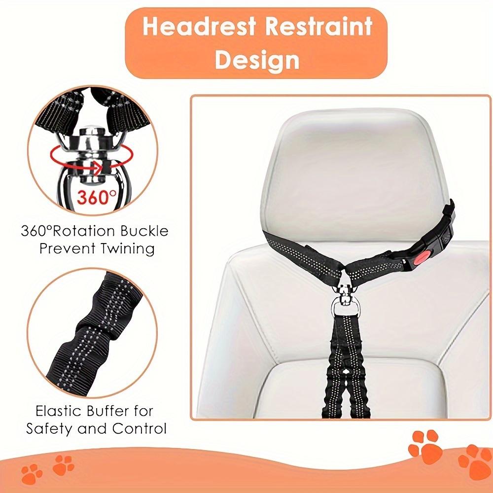 [Безопасный ремень безопасности для собаки] Двойной ремень безопасности для собаки в машину с регулируемой пряжкой | Нейлоновая эластичная банджи-резинка со светоотражающим ограничением для подголовника - Безопасный