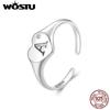 Solid 925 Sterling Silver Simple A Letter Opening Ring For Women Personality CZ Engrave Finger Stackable Rings Party Gift