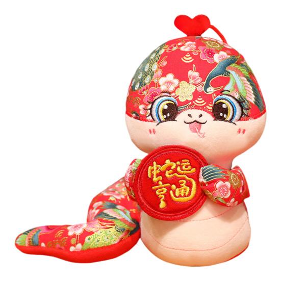 Chinese Style Snake Plush Toy Stuffed Zodiac Snake Mascot Doll Animal Plushie Hanging