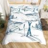 Skiing Sports Duvet Cover Queen Size For Kid Teen Winter Sport Ski Theme Comforter Cover Set Microfiber Snow Mountain Landscape