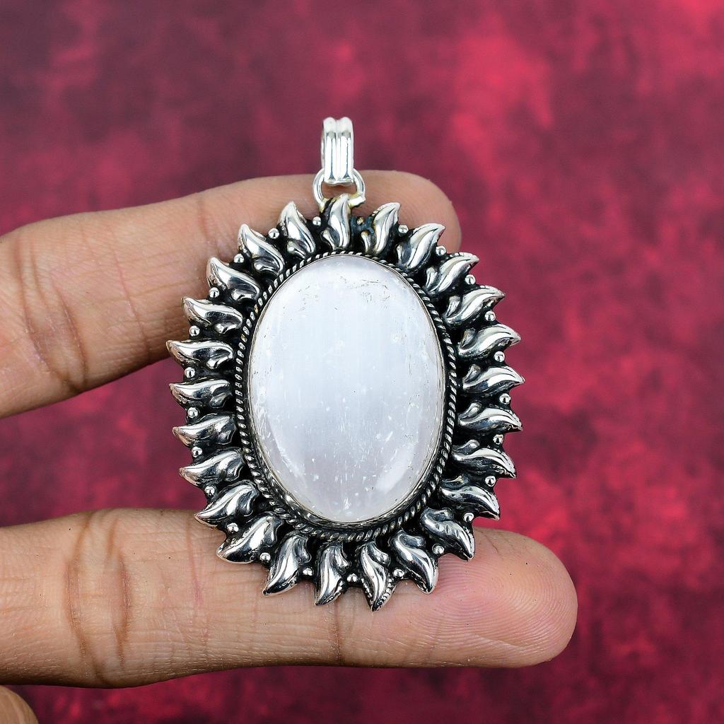 Ювелирные изделия из радужного лунного камня, подвеска из стерлингового серебра 925 пробы, красивая ювелирная подвеска ручной работы