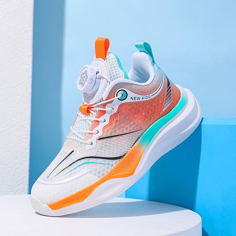 Children's sports shoes boys and girls summer new mesh running shoes single mesh breathable button shoes lightweight cushioning classmates