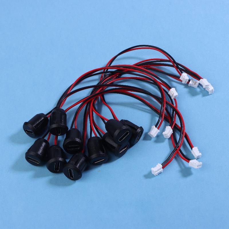 2/5/10 шт. Разъем USB-C Type-C Female для корпуса, 2-контактный разъем Type-C Female, водозащищенный разъем, female-порт для зарядки 3A