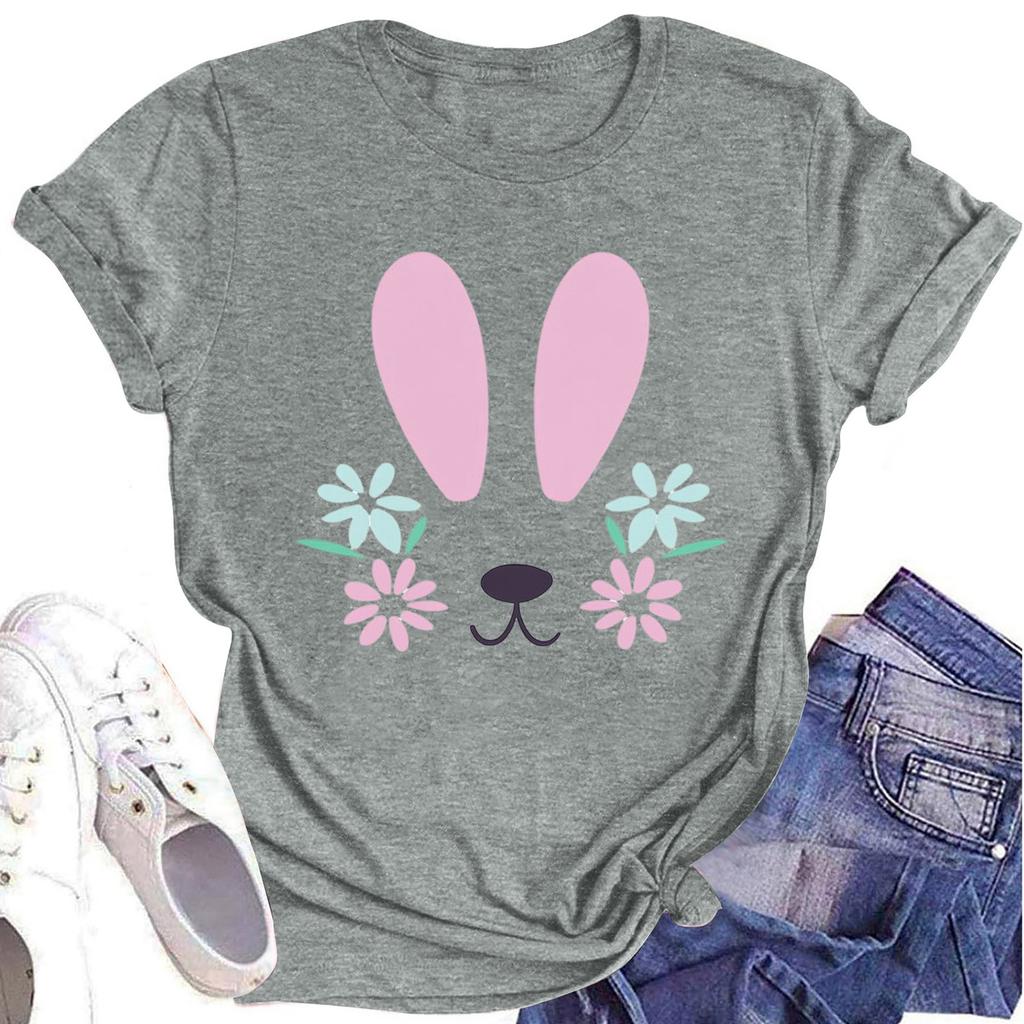 Women's Printed Round Neck Short-sleeved T-shirt Top