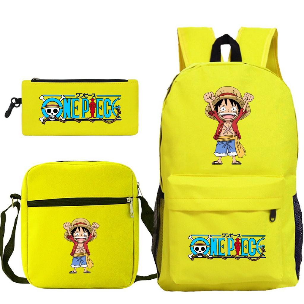 New Animation One Piece Printed Backpack for Primary and Secondary School Students Large Capacity School Bag Combination Three-piece Set