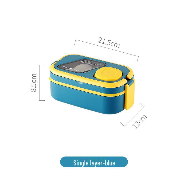 Многослойный герметичный ланч-бокс со столовыми приборами для школьников, пригодный для использования в микроволновой печи
