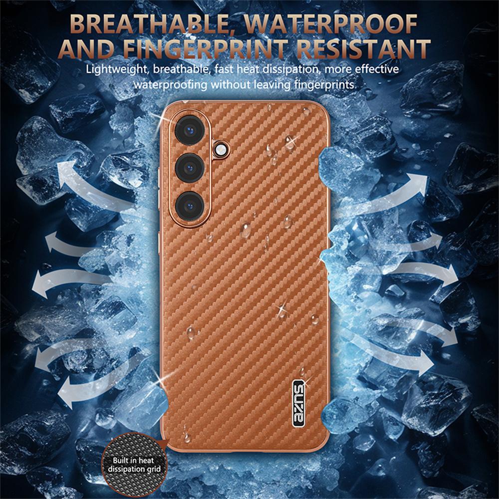 AZNS For Samsung Galaxy S26+ Case Electroplating Carbon Fiber Texture PU + TPU Phone Cover