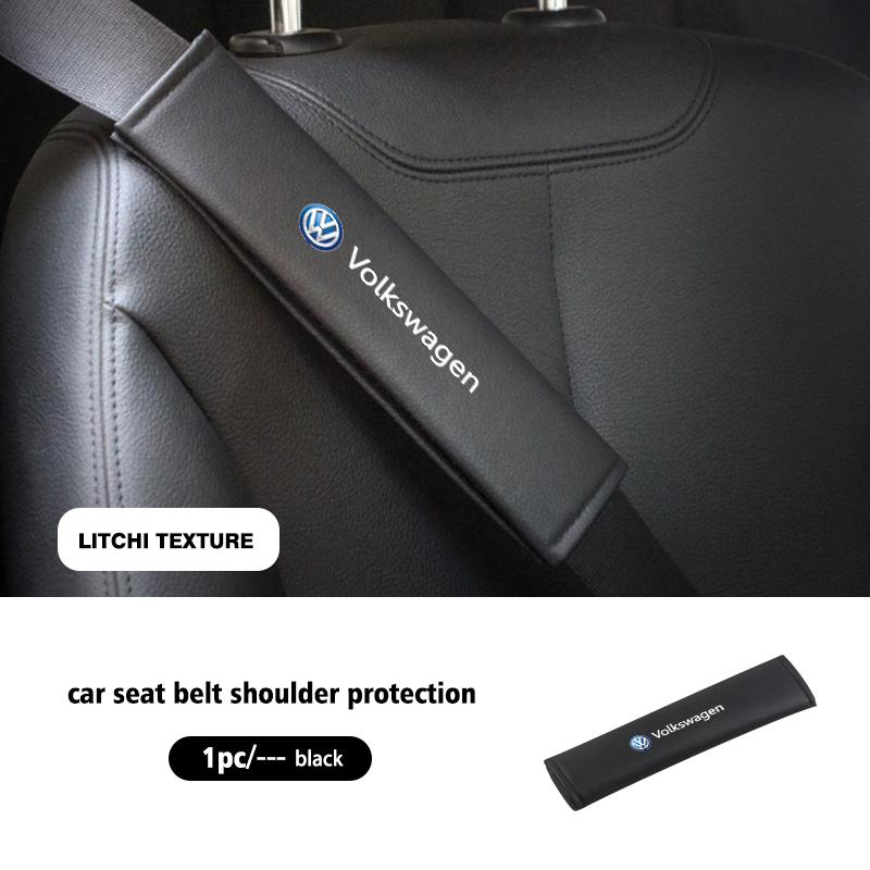 For Volkswagen VW 2pcs Car Seat Belt Shoulder Protector Litchi Grain Fatigue Relief Pad Polo Jetta Sagitar Magotan Passat B5 B6 zg6