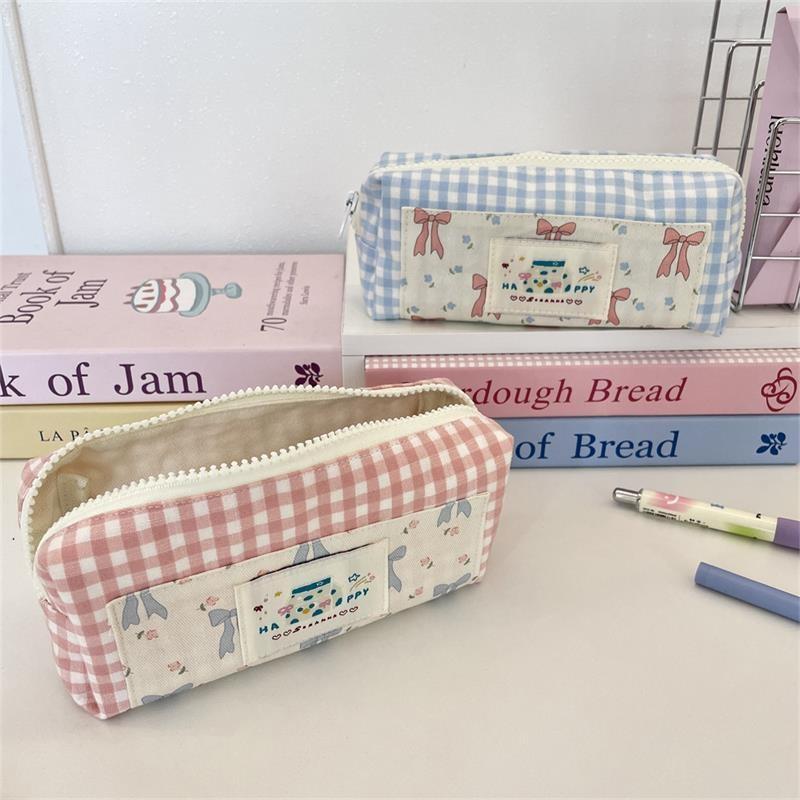 Милый Сладкий Сращивание Клетка Бант Пенал Портативный Большая Вместимость Студенческая Сумка для Хранения Канцелярских Принадлежностей Сумка для Ручек Девичья Косметичка Подарок