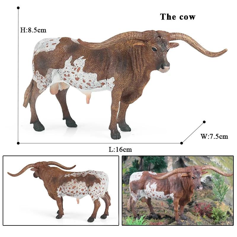 Oenux Фермерские животные Бой быков Ковбой Симуляция Домашняя птица Крупный рогатый скот Теленок Бык Вол Бык Коллекция фигурок ПВХ Модель Игрушка Детский подарок