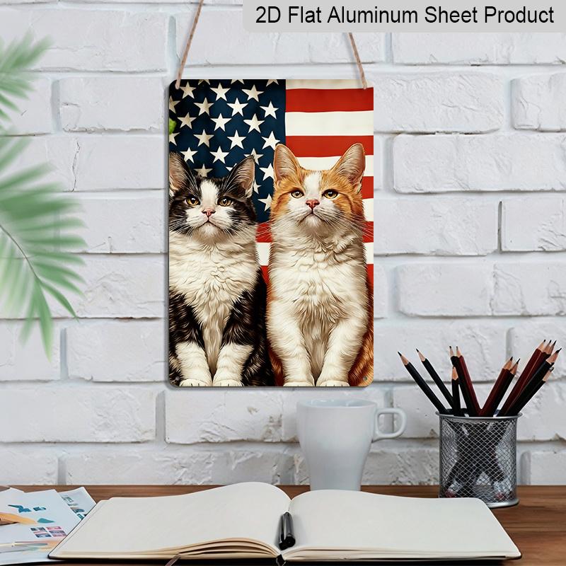 2D Flat Metal Sign | Retro and Funny Cats Sign for Wall Decor, Aluminum Material, Wall Hanging, Multipurpose Use, Suitable for Bar, Cafe, Pub