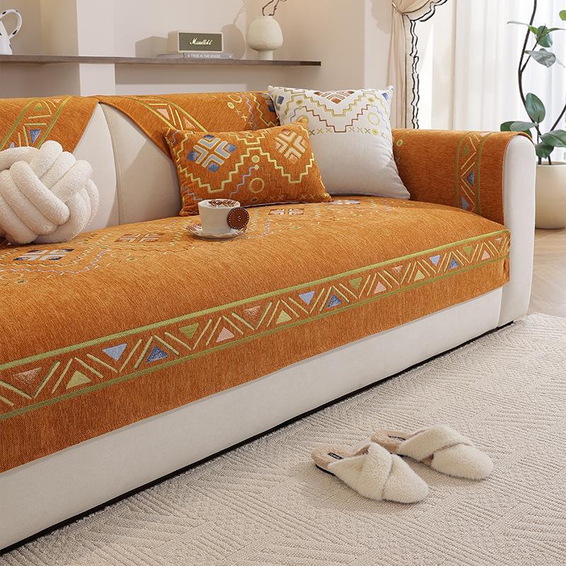 Premium Sense Medieval Sofa Cushion New Four-Season Universal Light Luxury Seat Cushion Fixed Non-Slip Cover Cover Cloth