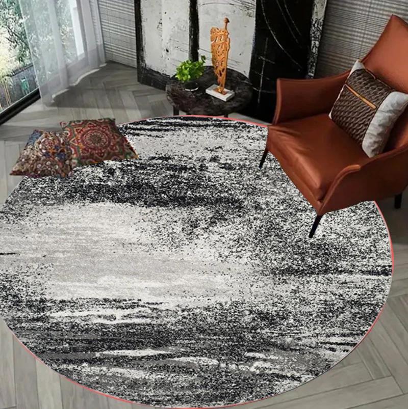 Modern Geometric Round Rug Nordic Abstract Carpet Soft Anti Slip Living Room Bedroom Decorative Floor Mat