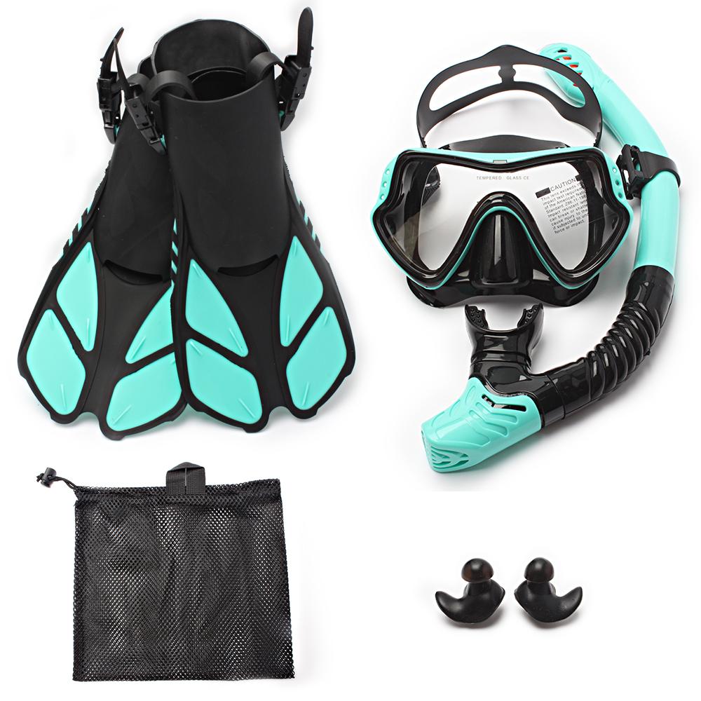 JSJM 1+1+1 Профессиональное снаряжение для подводного плавания Маска для дайвинга HD Защита от запотевания Маска для подводного плавания Подводное плавание Трубка Ласты