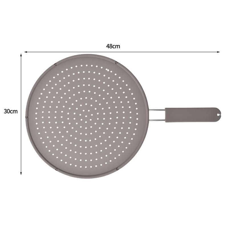 Silicone Splatter Screen With Handle Heat-resistant Oil Splash Guard Drain Board Cover Kitchen Frying Pan Lid Cooking Tools