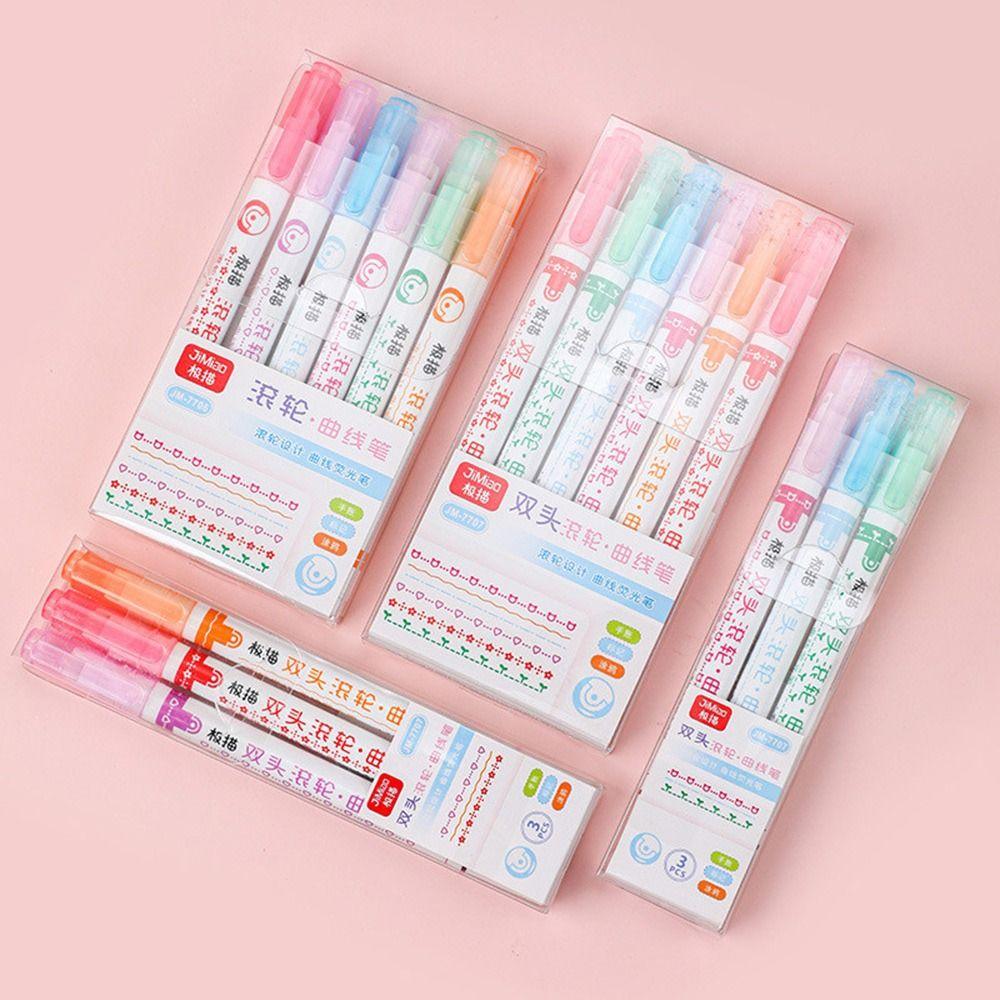 Head Flower-shaped Marker Highlighters Curve Highlighter Pen Markers Pen Integrated Multiple Shapes